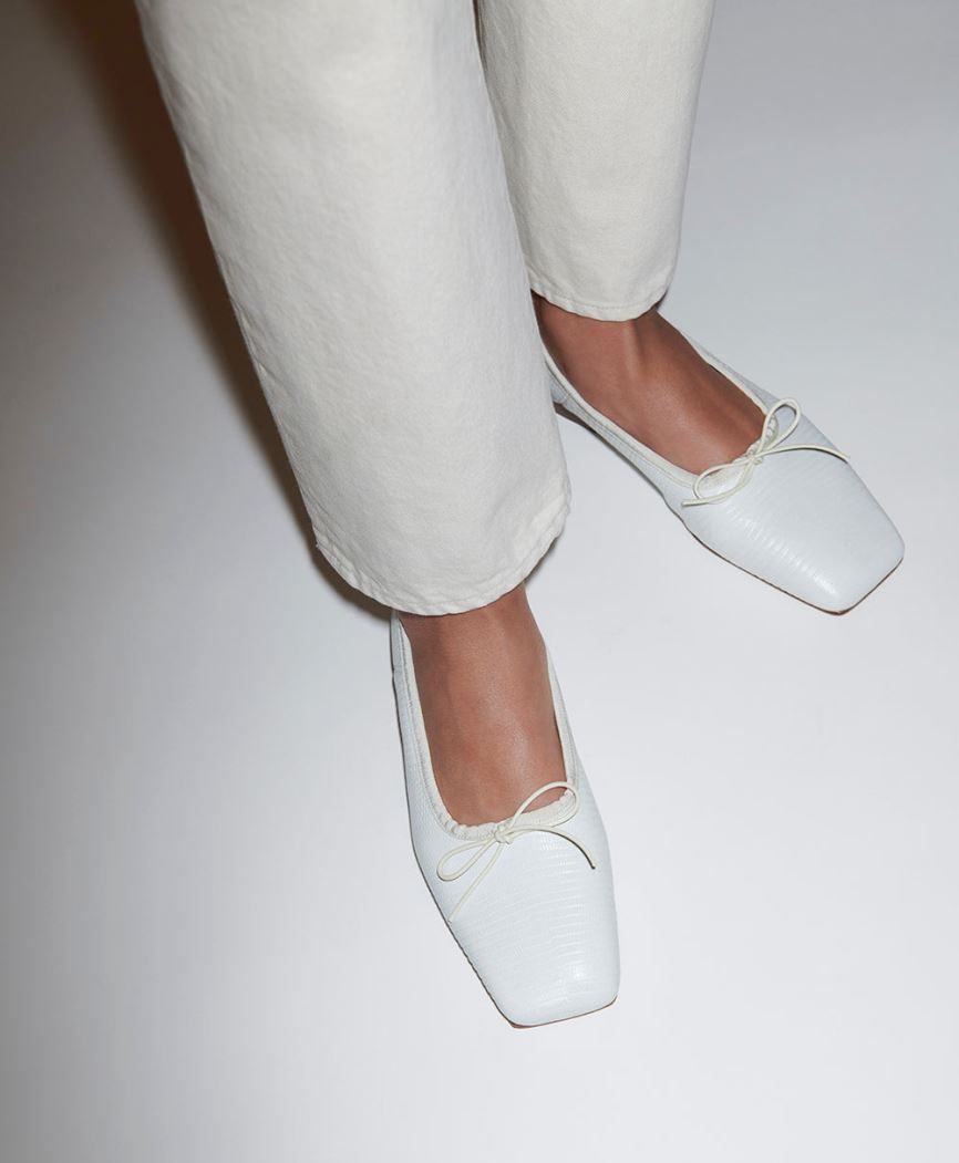 Women's Mansur Gavriel Square Toe Ballerina Ballet Flats White | AU 6507AR